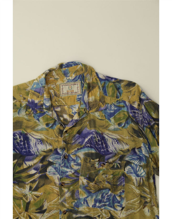 OZONE Mens Short Sleeve Shirt Large Green Floral Vintage Ozone and Second-Hand Ozone from Messina Hembry 