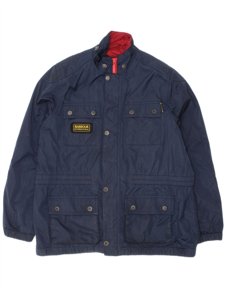 Jachetă Barbour pentru băieți 10-11 ani, mare, albastră, poliamidă