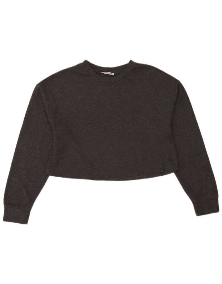 Top Crop Top Trafaluc pentru femei Zara cu mânecă lungă UK 14 Medium Gri Poliester