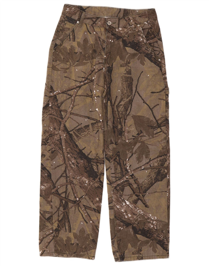 VINTAGE Pantaloni Cargo Drepți Bărbați Mediu L30 L27 Maro Floral