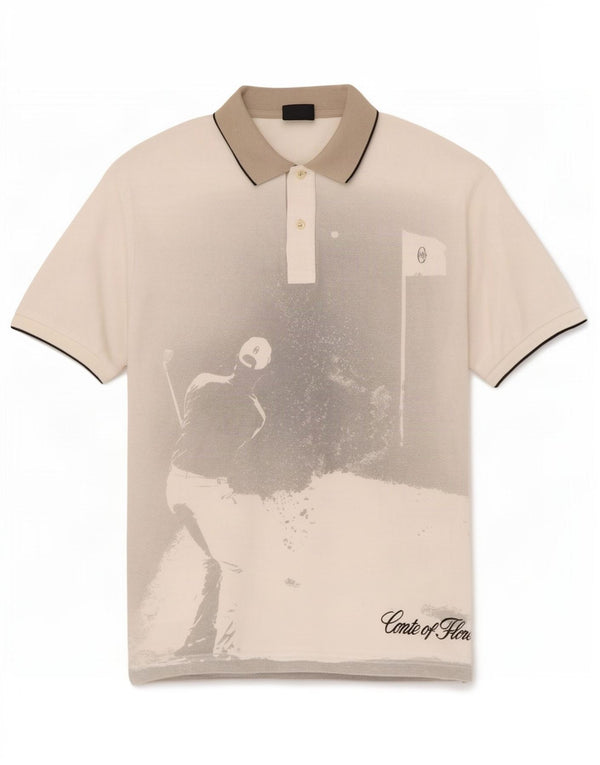 Conte of Florence Mens Golf Graphic Polo Shirt 2XL White Cotton