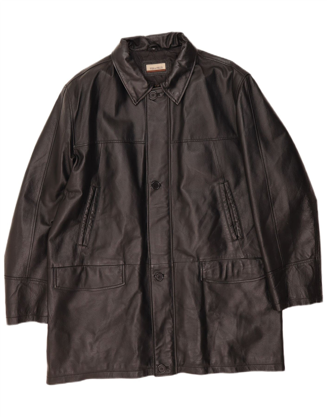 Palton din piele vintage pentru bărbați IT 56 3XL din piele neagră