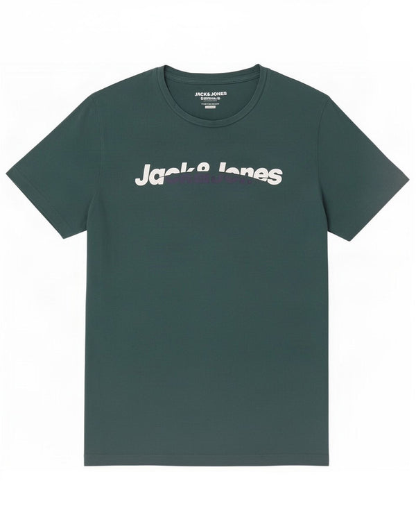 Tricou cu grafic Jack & Jones pentru bărbați, cu croială obișnuită, top din bumbac verde mediu