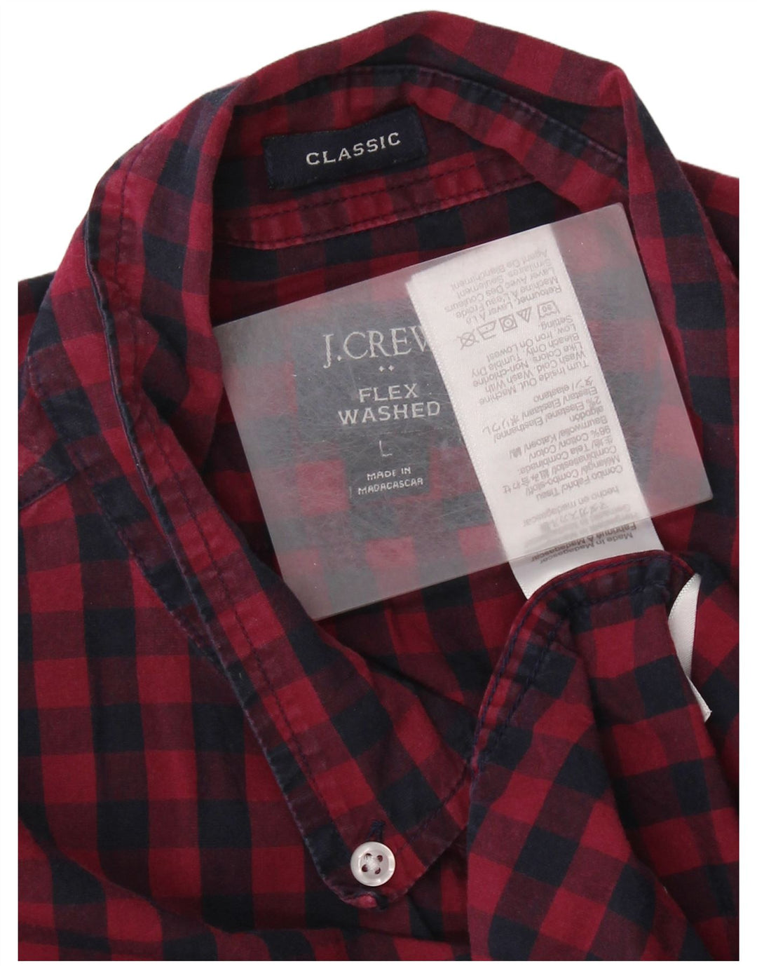Cămașă clasică pentru bărbați J. CREW, mare din bumbac vichy, albastru bleumarin