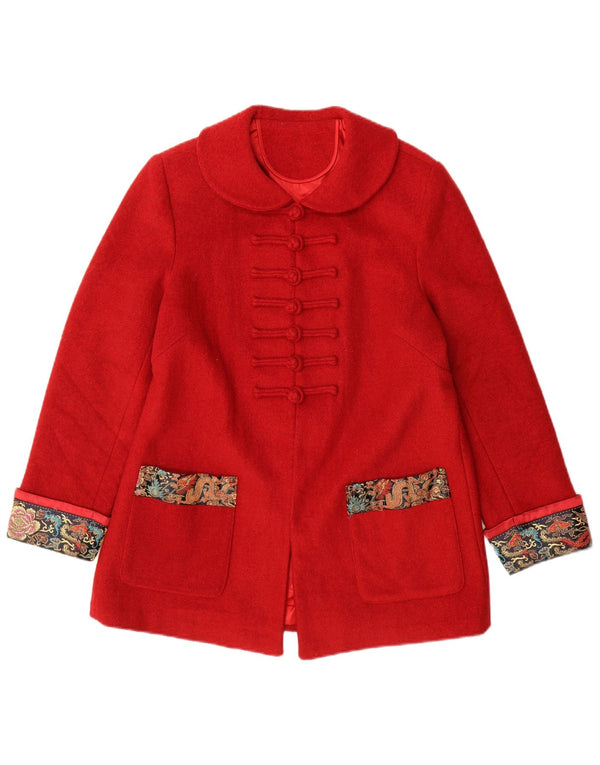 Pardesiu vintage pentru femei UK 14 Medium Red Paisley