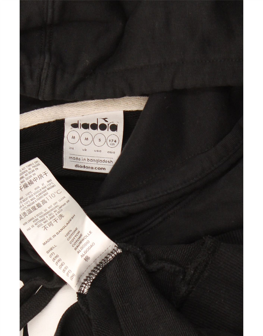 Pulover Diadora Grafic pentru bărbați, bumbac mediu negru