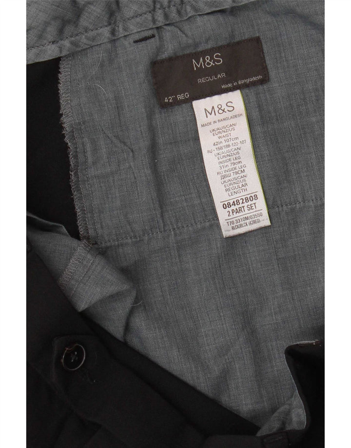 Pantaloni de costum pentru bărbați Marks & Spencer, cu ajustare normală, L42 L31, poliester negru