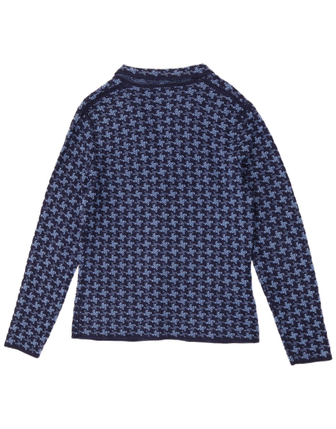 Pulover Cardigan Vintage pentru bărbați IT 50 Lână cu picior de găin albastru mediu
