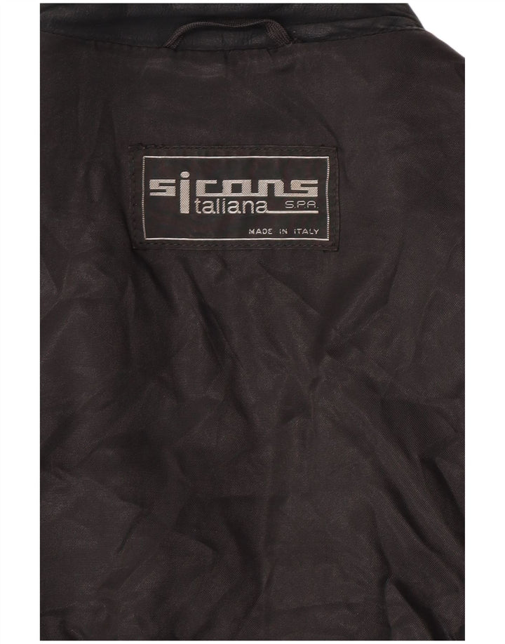 Jachetă Vintage Crop de piele intoarsa pentru femei UK 14 Medium Black