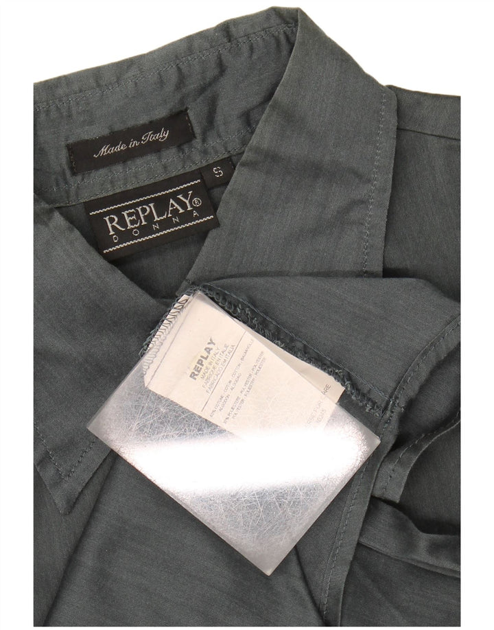 REPLAY Womens Shirt UK 10 Small Grey Cotton