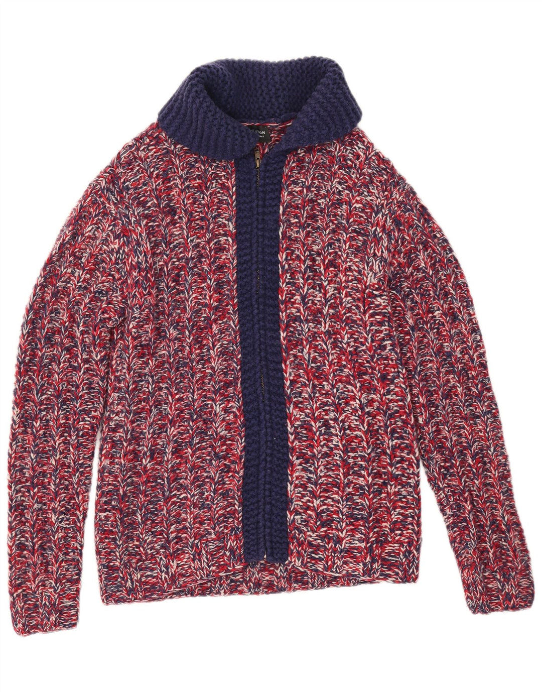 Cardigan Vintage pentru bărbați din lână roșie cu pete mici