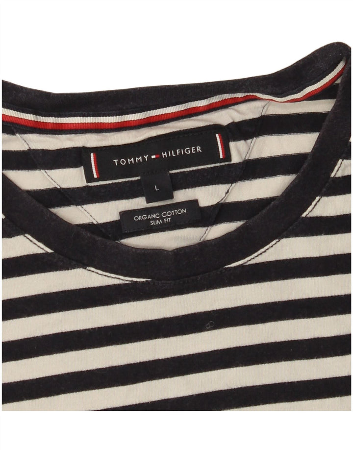 TOMMY HILFIGER Tricou pentru femei Slim Fit Top UK 14 Large Black Striped