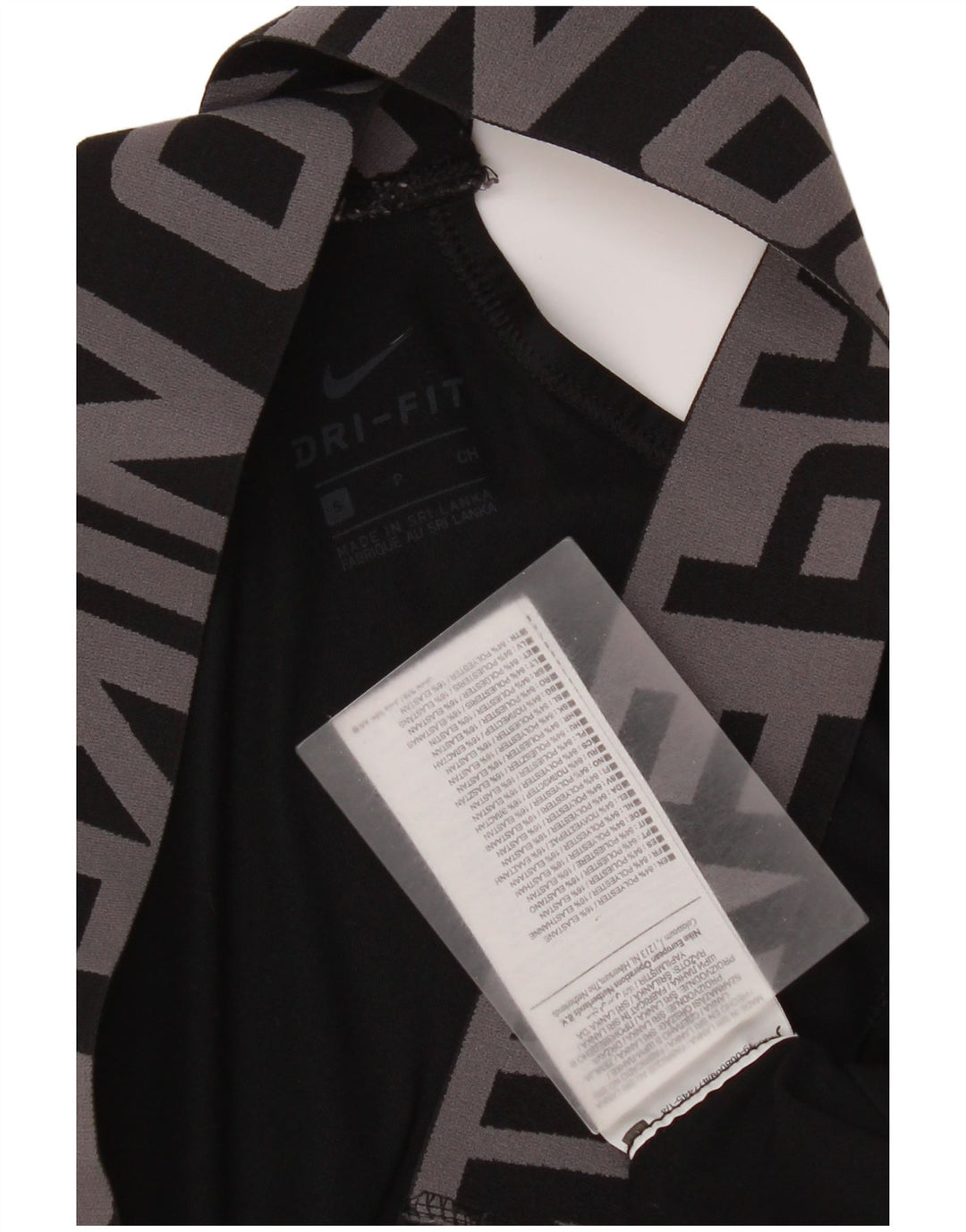 Sutien sport Nike Dri Fit Graphic pentru femei Top mic poliester negru