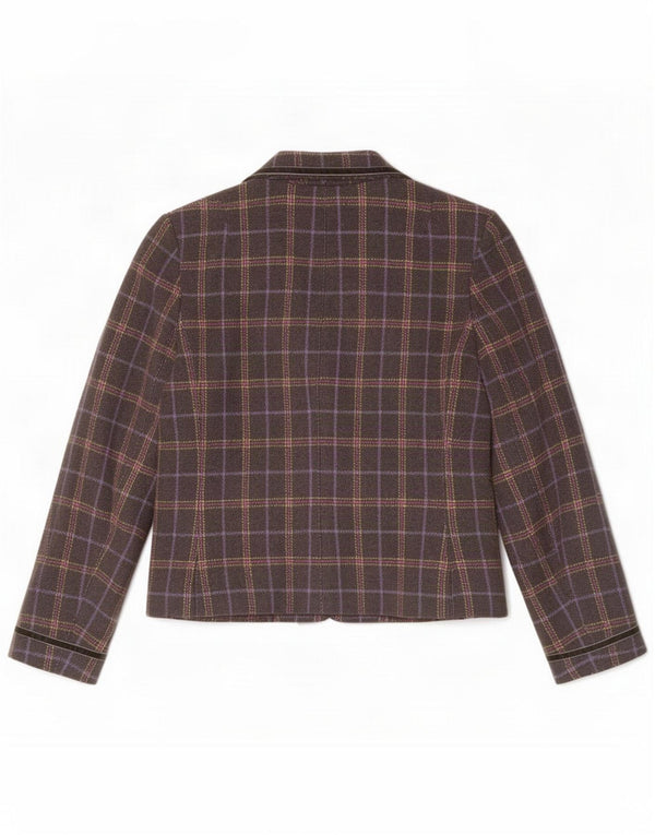 Joules Jachetă Blazer pentru femei cu 2 nasturi UK 12 Medium Black Check Wool