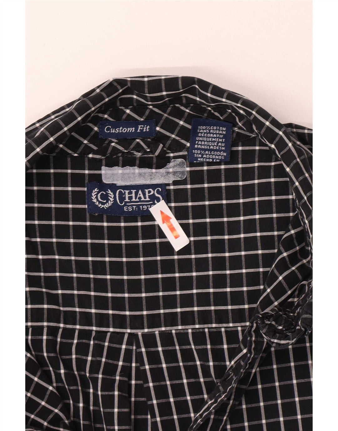 Cămașă personalizată pentru bărbați Chaps 2XL, bumbac negru cu carouri
