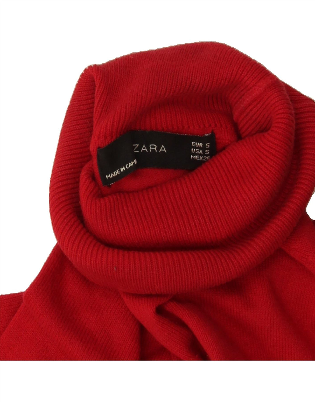 ZARA Womens Roll Neck Jumper Sweater UK 8 Small Red Vintage Zara and Second-Hand Zara from Messina Hembry 