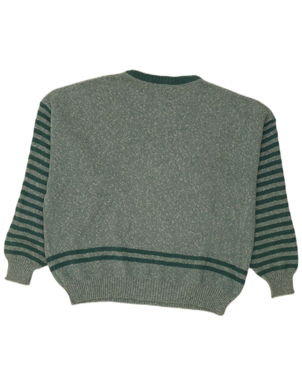 Vintage Womens Graphic Crew Neck Jumper Sweater IT 50 XL Green Striped