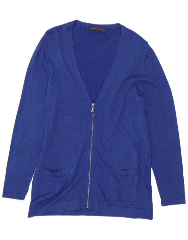Pulover cardigan pentru femei Marks & Spencer, cu ajustare normală, UK 14, albastru mediu