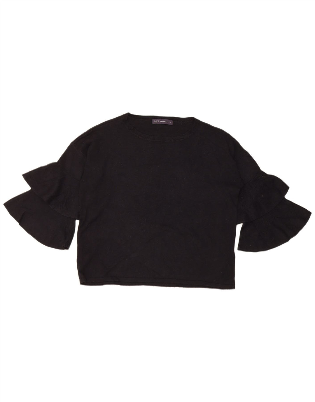 Marks & Spencer Top supradimensionat pentru femei cu mâneci 3/4 UK 8, mic, negru, viscoză