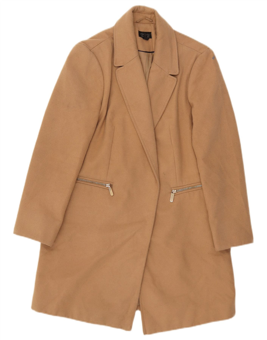 Topshop pardesiu deschis pentru femei UK 8 mic poliester bej