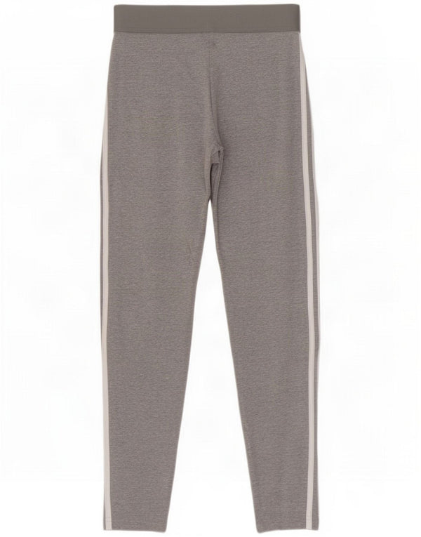 Adidas Womens Leggings UK 12/14 Medium Grey Flecked Cotton