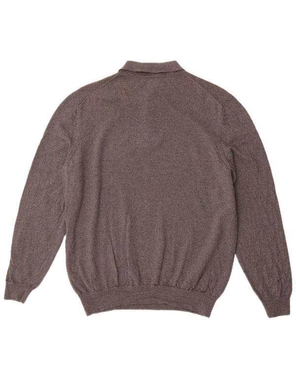 Pulover cu gât polo Hugo Boss pentru bărbați, 2XL, lână virgină gri