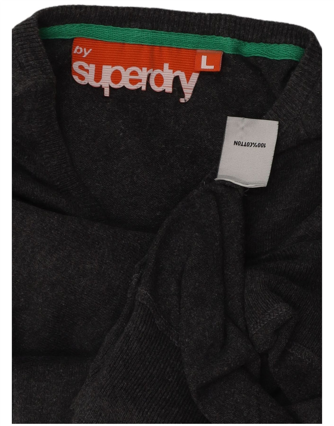 SUPERDRY Pulover cu decolteu în V pentru femei UK 16, mare, gri bumbac