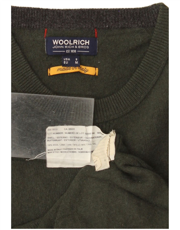 WOOLRICH Pulover pentru damă cu gât crew pulover UK 14 Medium Khaki Lână