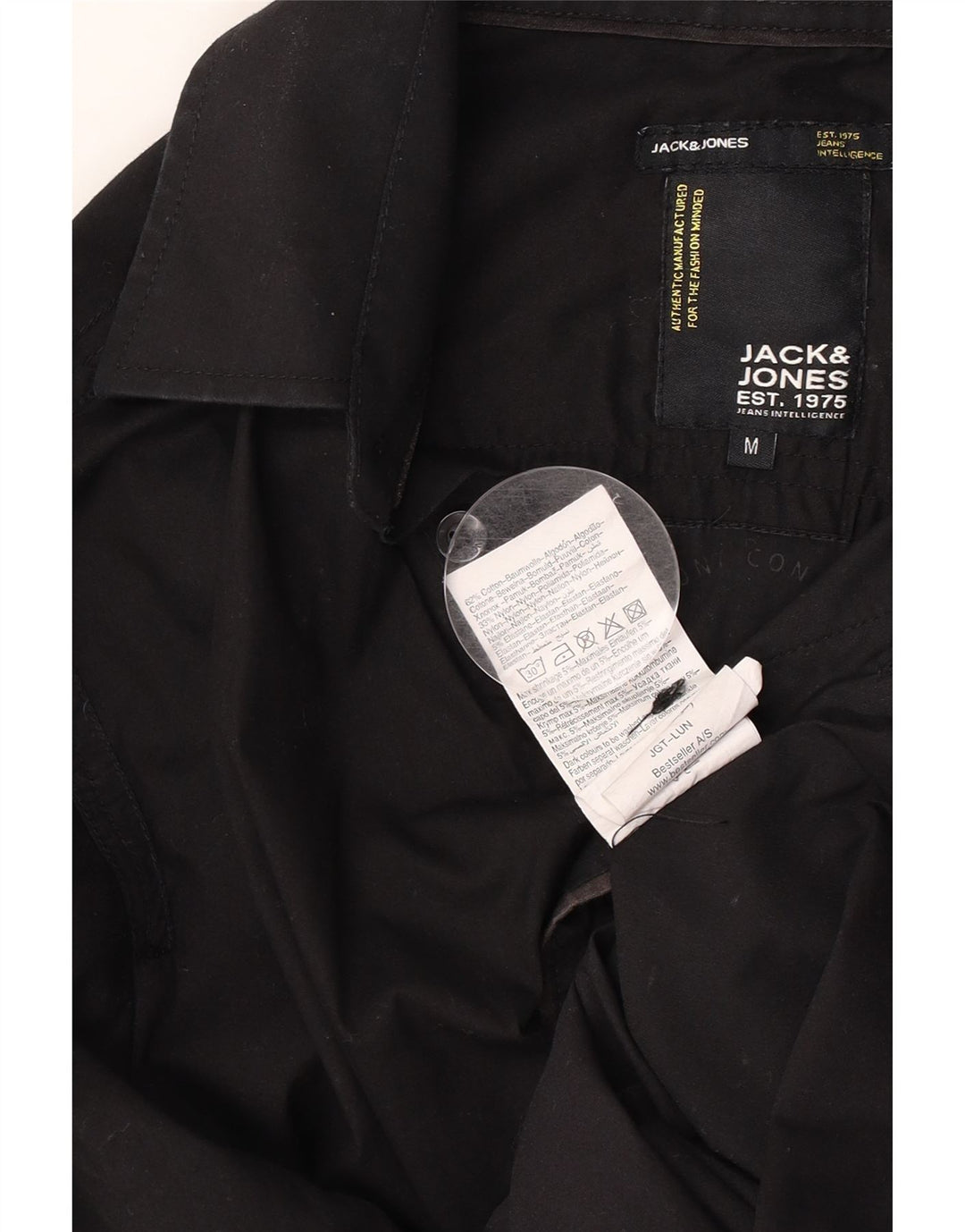 Cămașă Jack & Jones pentru bărbați, bumbac mediu negru
