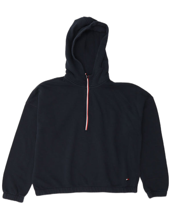 Pulover pentru damă Tommy Hilfiger Crop, cu fermoar și cu glugă, UK 16, mare, bleumarin