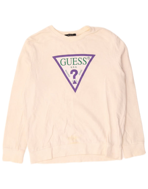 Pulover Guess pentru damă cu grafică, UK 14, bumbac alb, mediu