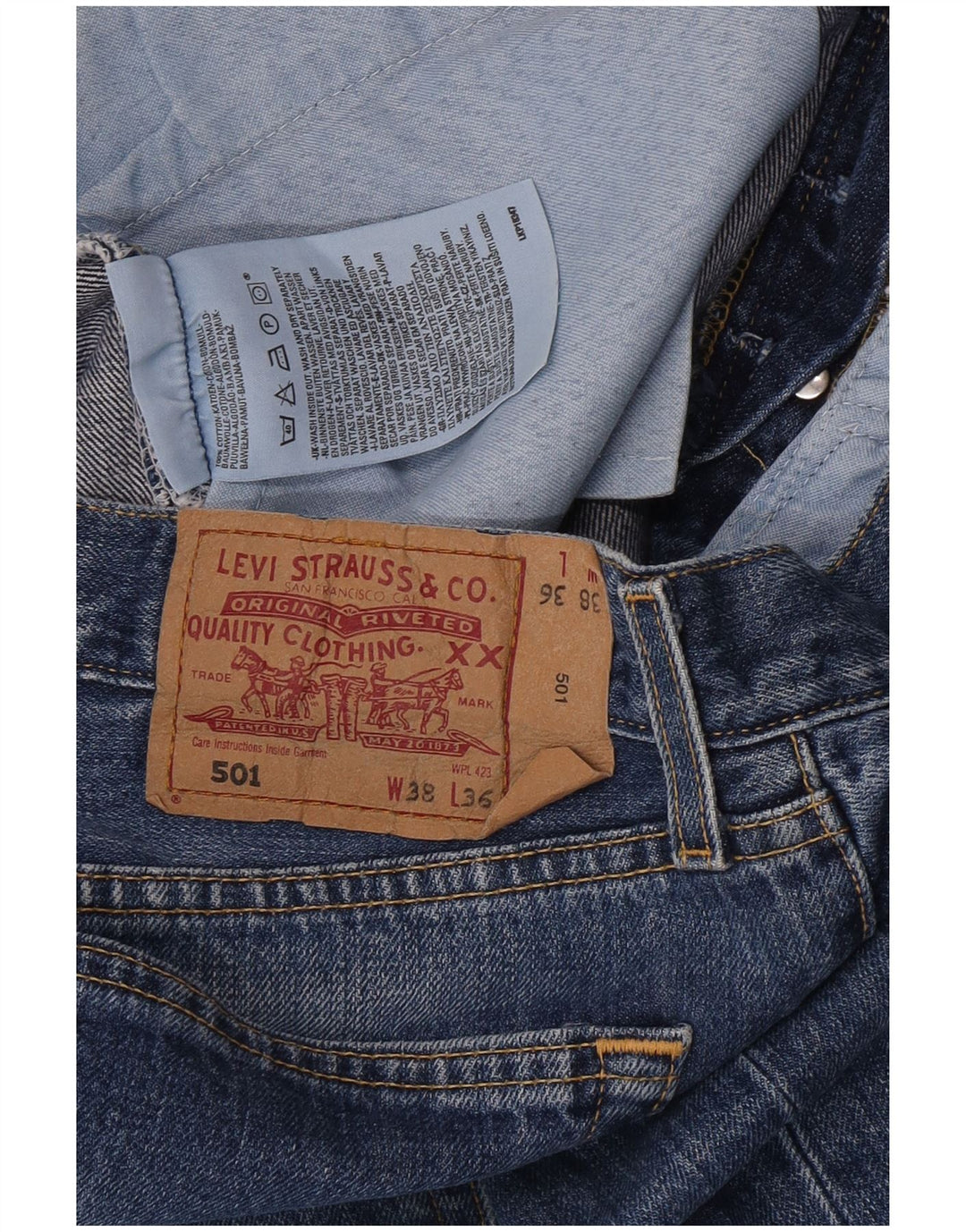 Blugi drepti pentru bărbați Levi's 501 W38 L30 Bumbac albastru