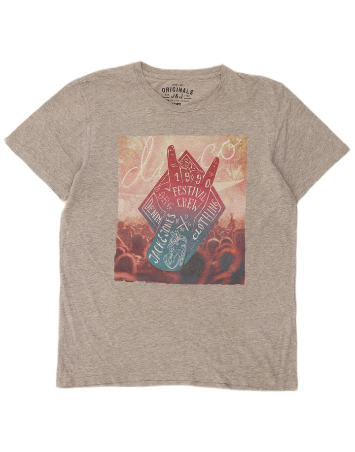 Tricou cu grafic Jack & Jones pentru bărbați Top, gri mediu
