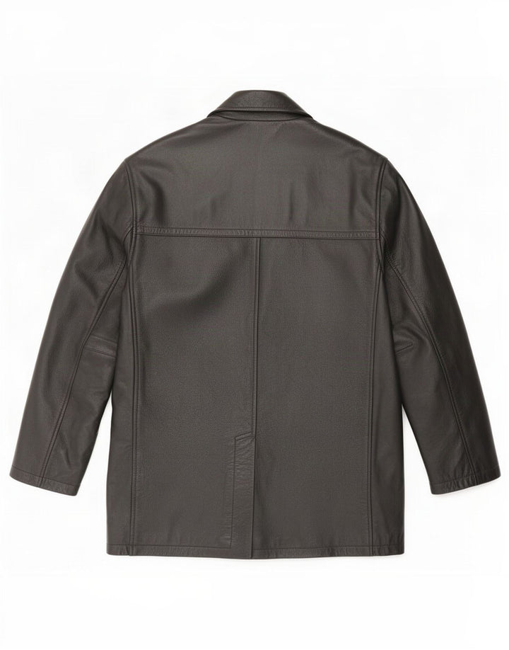 Palton din piele vintage pentru bărbați UK 38 mediu negru