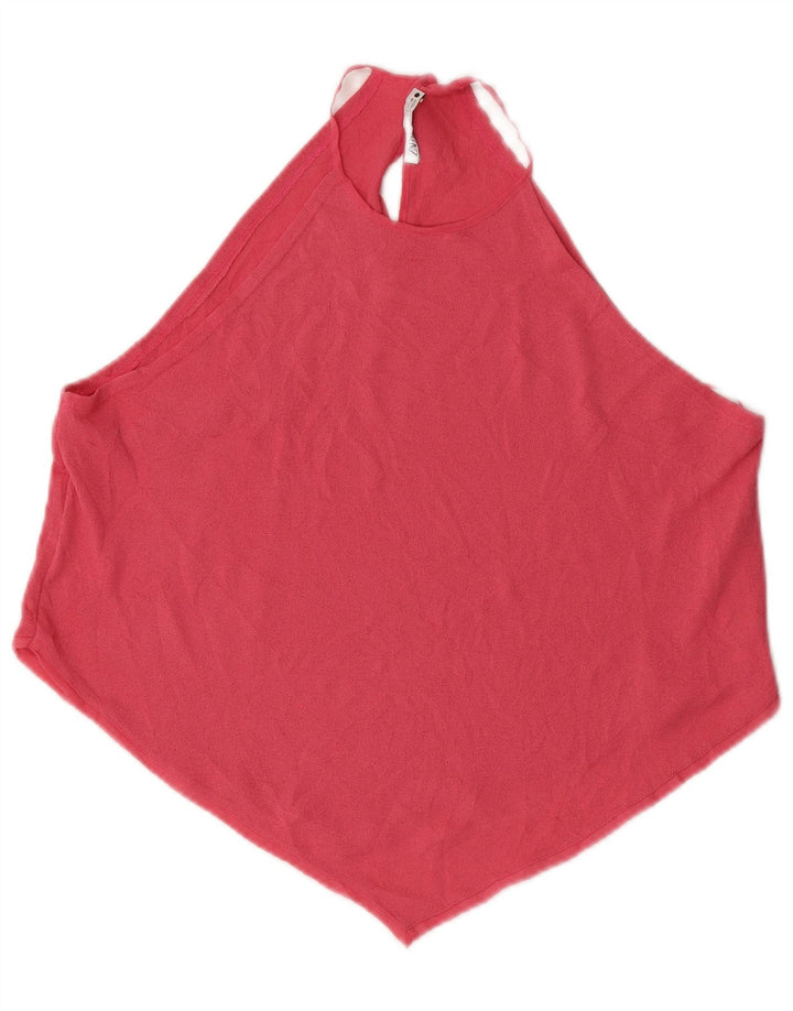 Top Crop Halter pentru femei Zara UK 14 Medium Pink Poliester