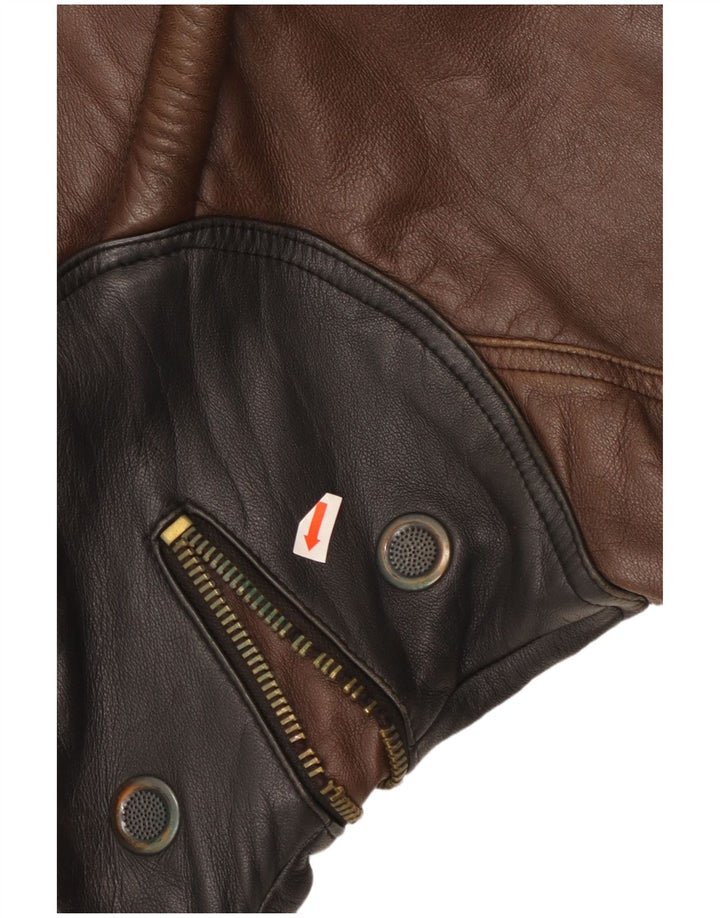 Geacă de piele vintage pentru bărbați IT 52 XL din piele maro