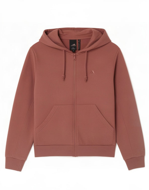 Pulover Adidas pentru femei, cu fermoar, cu glugă, UK 16/18, mare, roz, bumbac