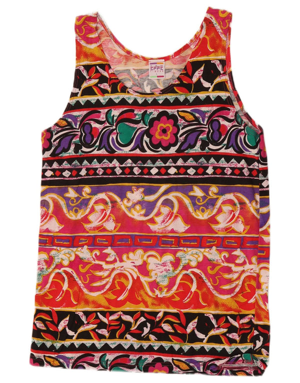 Vestă vintage pentru femei UK 14 mare, multicolor, floral, bumbac, retro