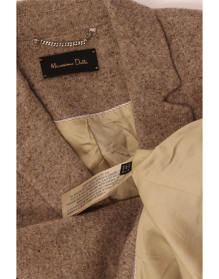 Massimo Dutti Jachetă Blazer Femei cu 2 nasturi EU 38 Mic Bej Lână cu pete