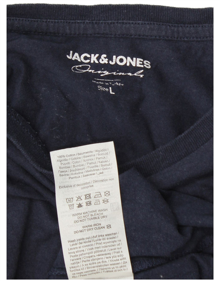 Jack & Jones Tricou cu mânecă lungă pentru bărbați, albastru bleumarin, bumbac