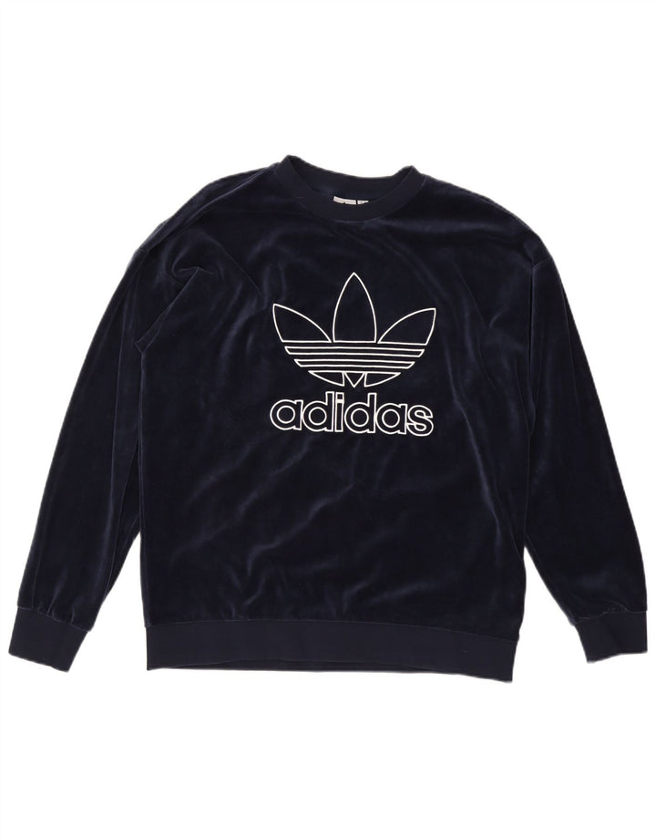 Pulover cu grafic supradimensionat ADIDAS pentru femei UK 12 Medium Bleumarin