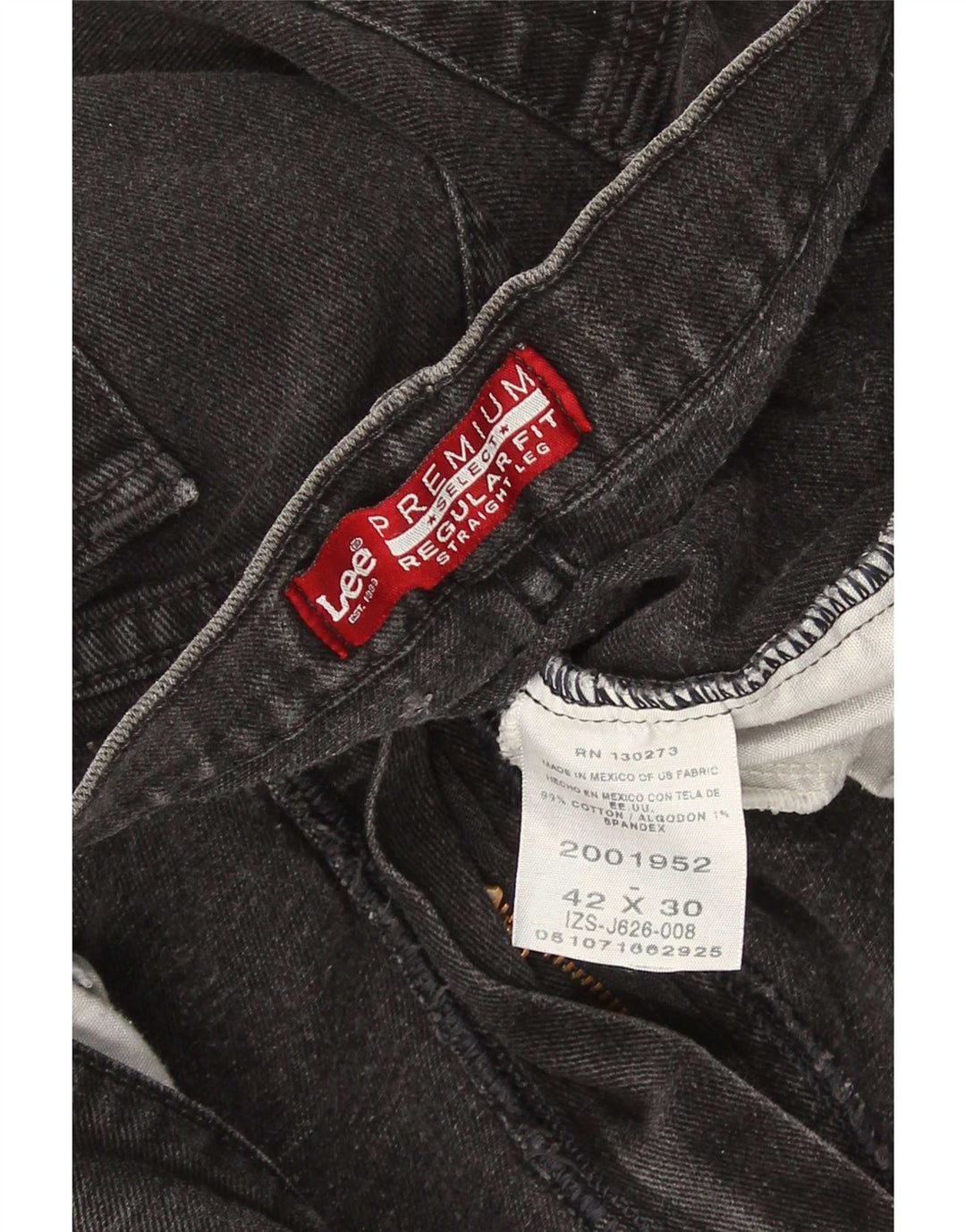 Blugi Lee pentru bărbați, în formă regulată, drepte, W42 L30, bumbac negru
