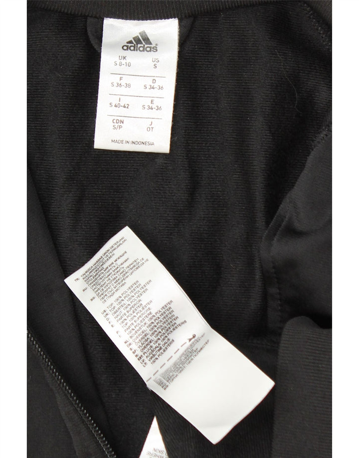 Jachetă de top cu trening grafic Adidas pentru femei UK 8/10 Poliester negru mic
