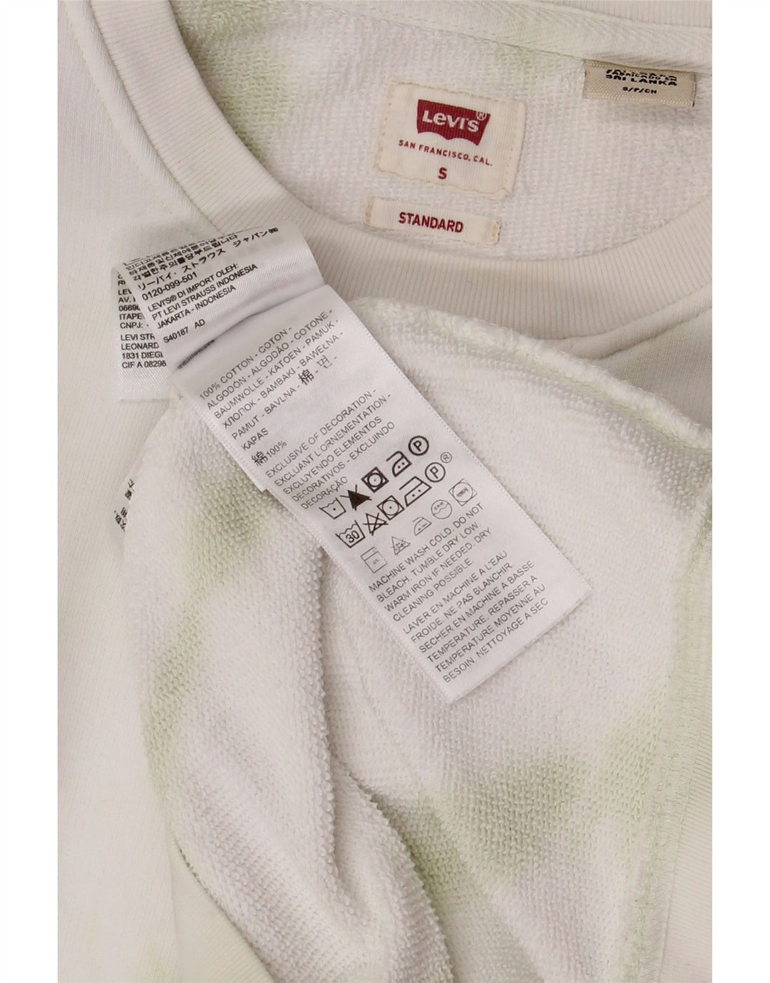 Hanorac standard pentru bărbați LEVI'S Jumper mic, alb, din bumbac Tie Dye