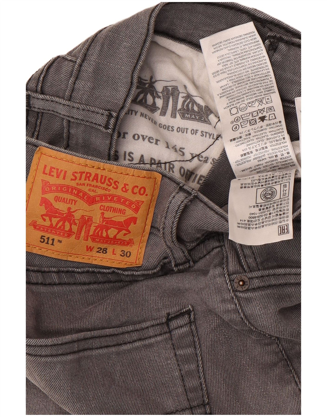 Blugi Levi's 511 Slim pentru bărbați W28 L30 bumbac gri