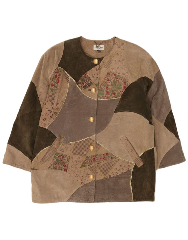 Pardesiu supradimensionat pentru femei Fair Lady UK 16, mare, bej, mozaic din piele