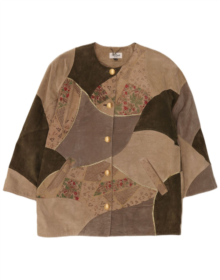 Pardesiu supradimensionat pentru femei Fair Lady UK 16, mare, bej, mozaic din piele