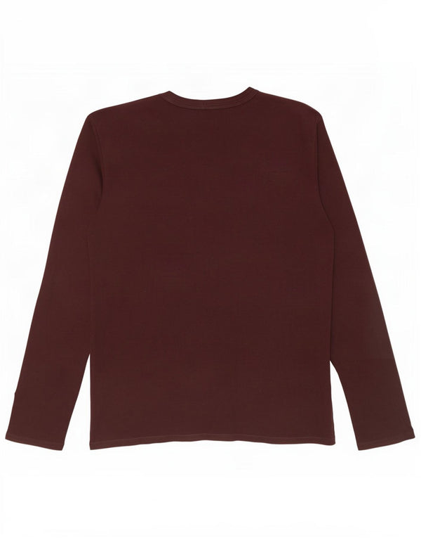 Benetton Top grafic pentru femei cu mânecă lungă UK 18 XL bumbac maro
