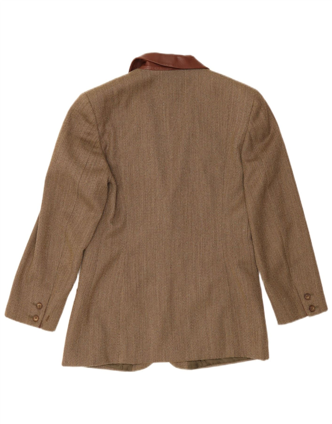 Jachetă vintage pentru femei cu 2 nasturi, UK 14 Medium Khaki Herringbone
