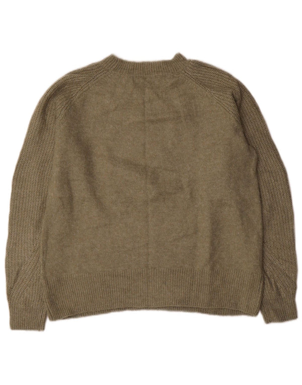 Marks & Spencer Womens Oversized Boat Neck Jumper Sweater UK 6 XS Khaki